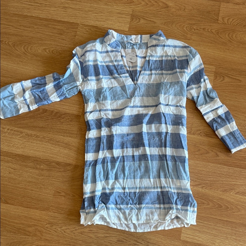 Blue and White Striped Coverup
